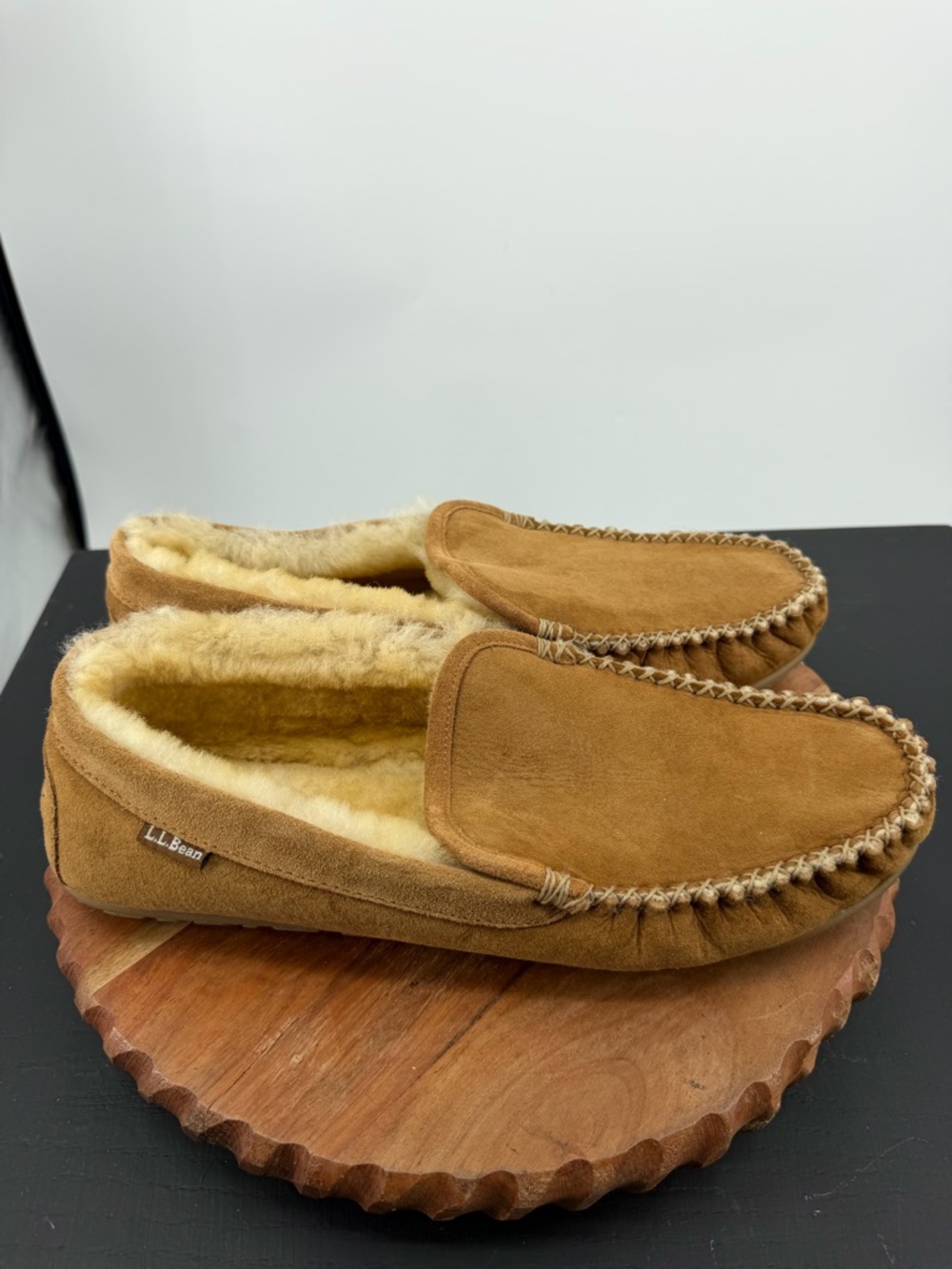L.L.Bean Wicked Good Venetian Slippers‎ suede upper genuine shearling lining 13